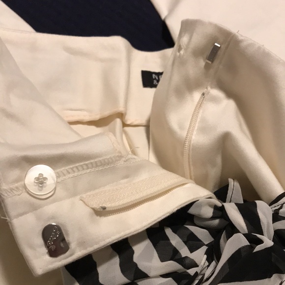 NWT New York & Company cream cuffed pants zebra patterned scarf belt Size 16 - Picture 9 of 9